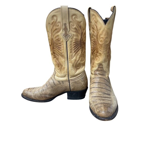 Jaca Made In Mexico Mens Beige Leather Western Mid Calf Boots Sz 10.5EE SKU 9511 - Picture 2 of 16